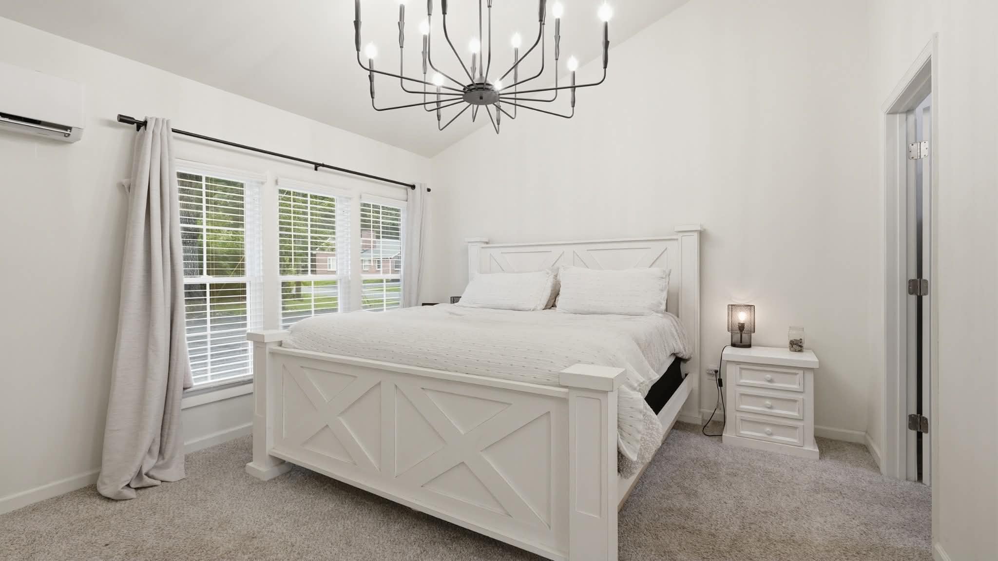 Primary bedroom renovation with vaulted ceiling